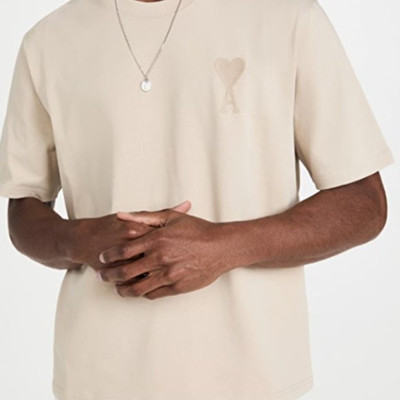 AMI PARIS men's boxy tshirt with oversized heart tone on tone M size - Picture 1 of 5